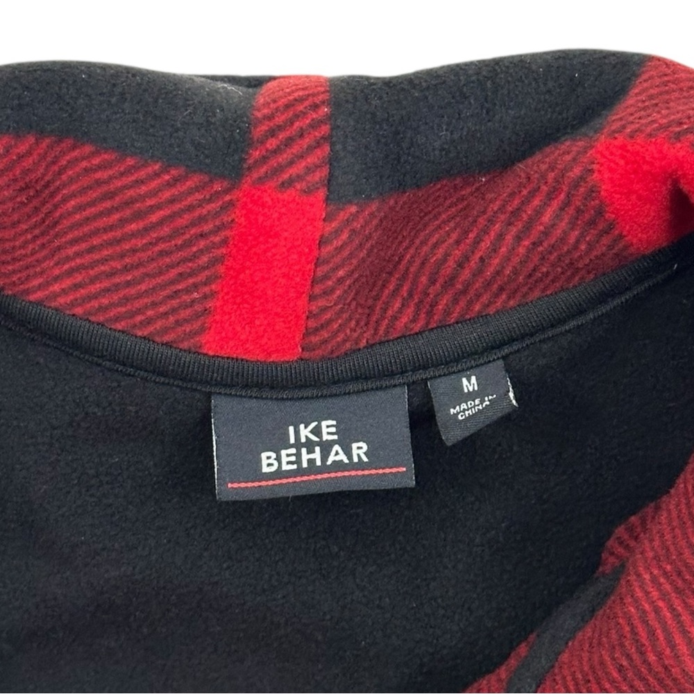 Ike Behar Red and Black Fleece Belted Jacket- Size Medium - Picture 3 of 7
